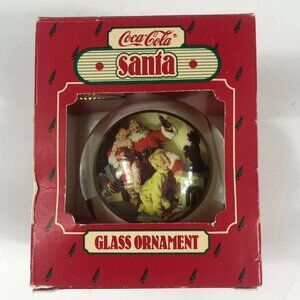 Vintage Hallmark Coca-Cola Glass Ball Keepsake Ornament 1986 Santa